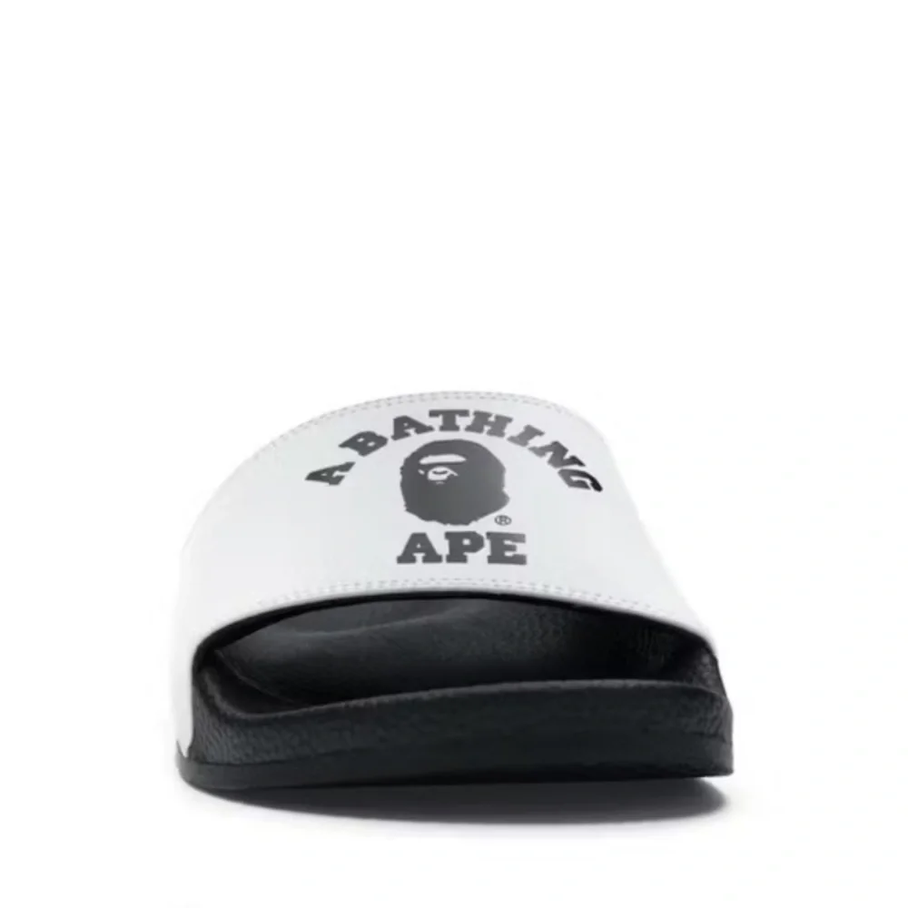 A Bathing Ape Bape Slide, Men’s Slide Sandals, SS19 College Logo White, Size 7